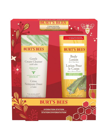 Set de Regalo Hidratación Burt's Bees - Balsamo Labial, Limpiador y Loción