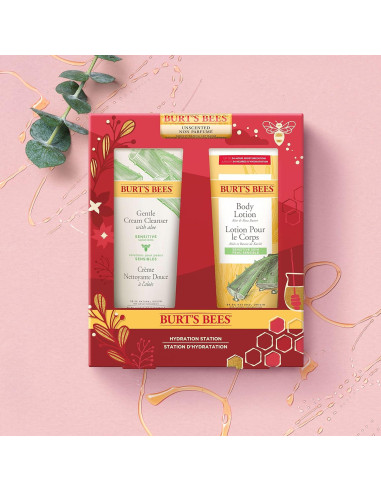 Set de Regalo Hidratación Burt's Bees - Balsamo Labial, Limpiador y Loción