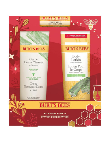 Set de Regalo Hidratación Burt's Bees - Balsamo Labial, Limpiador y Loción