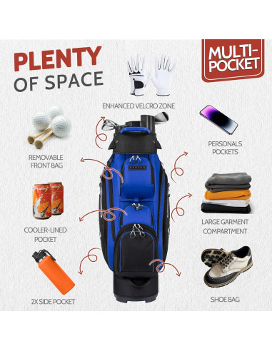 Bolsa de Golf para Carro UNIHIMAL PRO 14 Divisores Azul