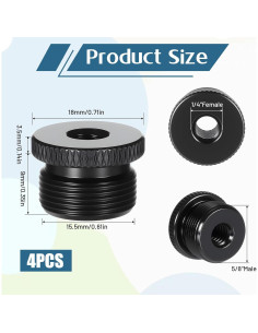 Juego de 4 adaptadores de micrófono Thinp 1/4 hembra a 5/8 macho 2