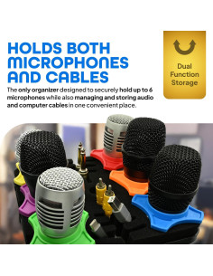 Soporte de Micrófono Múltiple Organizador de Cables 6 Micrófonos 2