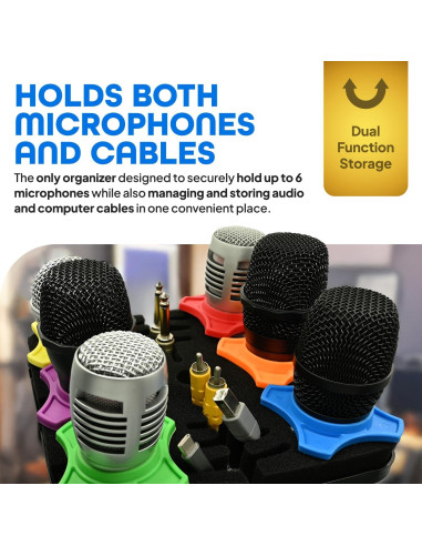 Soporte de Micrófono Múltiple Organizador de Cables 6 Micrófonos