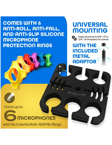 Soporte de Micrófono Múltiple Organizador de Cables 6 Micrófonos