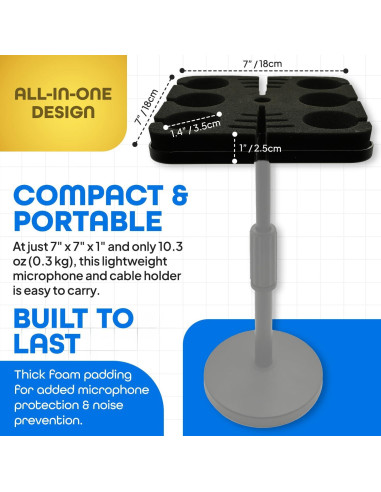 Soporte de Micrófono Múltiple Organizador de Cables 6 Micrófonos