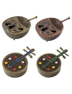 4 Piezas Quemador de Incienso Antiguo NOIAFZY Mini Bronce