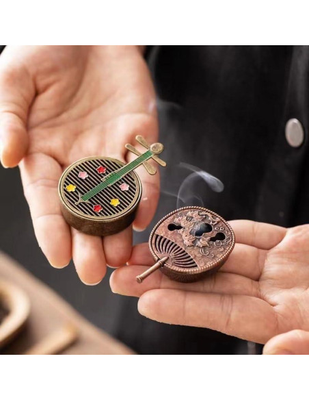 4 Piezas Quemador de Incienso Antiguo NOIAFZY Mini Bronce