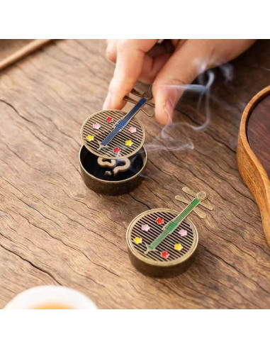 4 Piezas Quemador de Incienso Antiguo NOIAFZY Mini Bronce