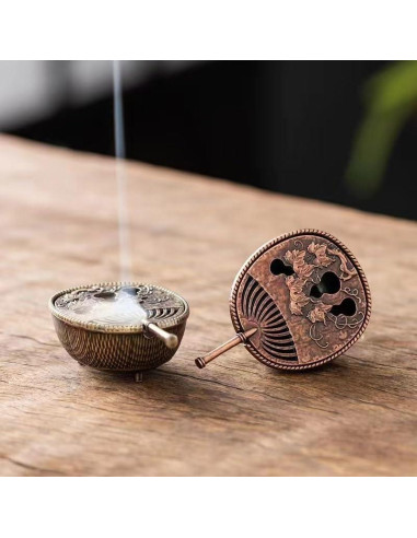 4 Piezas Quemador de Incienso Antiguo NOIAFZY Mini Bronce