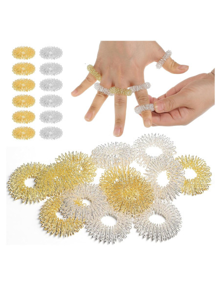 24 Anillos de Acupresión Coloridos LXUEJIE para Masaje de Dedos