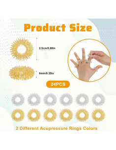 24 Anillos de Acupresión Coloridos LXUEJIE para Masaje de Dedos 2