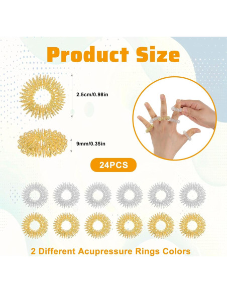 24 Anillos de Acupresión Coloridos LXUEJIE para Masaje de Dedos