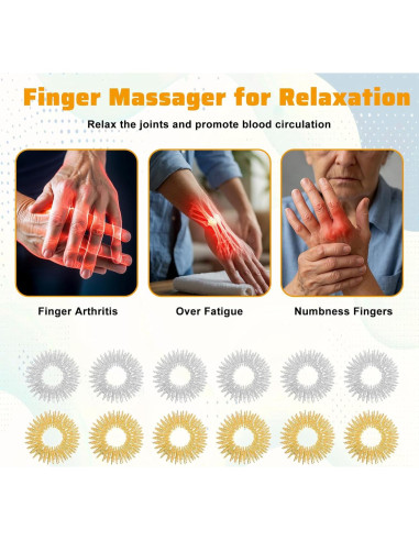 24 Anillos de Acupresión Coloridos LXUEJIE para Masaje de Dedos