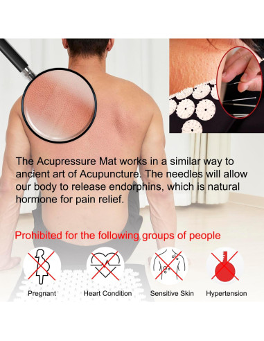 Juego de Esteras y Almohadas de Acupresión XiaoMaGe - Alivio Dolor Cuello y Espalda