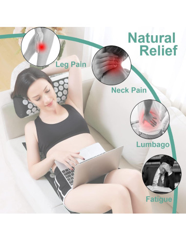 Juego de Esteras y Almohadas de Acupresión XiaoMaGe - Alivio Dolor Cuello y Espalda