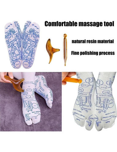 Calcetines de Masaje de Reflexología LinTsing con Herramientas
