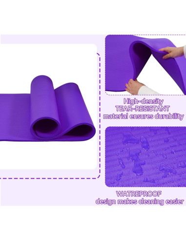Estera de Yoga Fitvids 180x61cm Antideslizante 1.2cm Gruesa