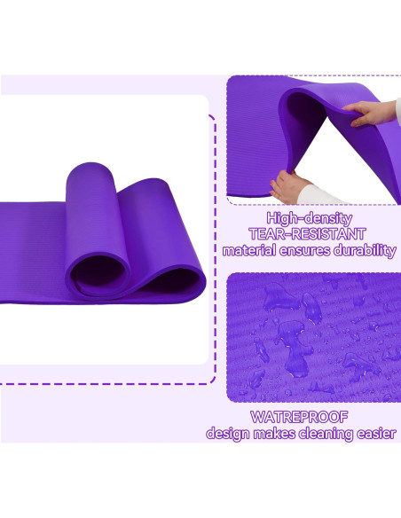 Estera de Yoga Fitvids 180x61cm Antideslizante 1.2cm Gruesa