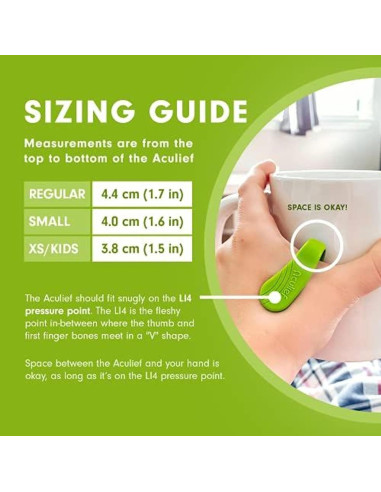 Clip de Acupresión Aculief para Mano - Alivio Estrés LI4 Verde
