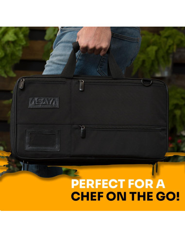 Bolsa de Cuchillos Asaya Chef - 28 Bolsillos Nylon Negro