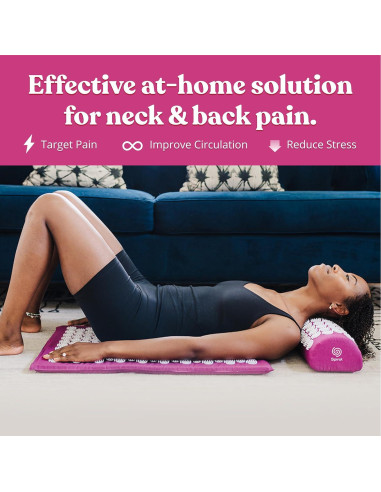 Juego de Mat y Almohada de Acupresión Spirol - Alivio Dolor Espalda Cuello