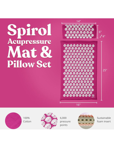 Juego de Mat y Almohada de Acupresión Spirol - Alivio Dolor Espalda Cuello