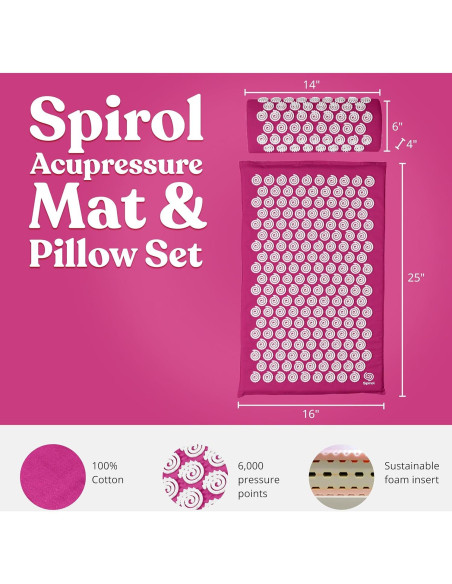 Juego de Mat y Almohada de Acupresión Spirol - Alivio Dolor Espalda Cuello
