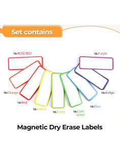 54 Etiquetas Magnéticas Borrables Mositear 8.13x3.05cm 9 Colores 2