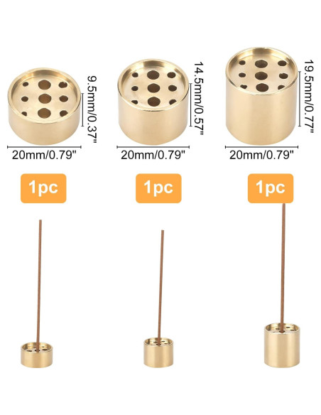 Soporte de Incienso de Latón Dorado AHANDMAKER - 3 Piezas