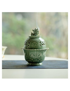 Quemador de Incienso Chino Hermit Life Celadón Verde 15cm