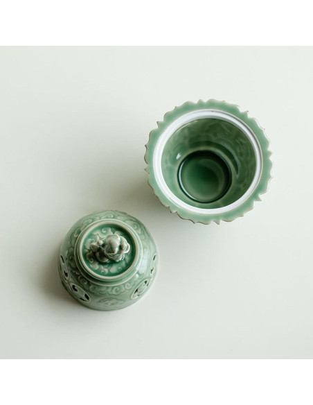 Quemador de Incienso Chino Hermit Life Celadón Verde 15cm