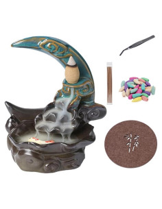 Quemador de Incienso de Cerámica Luna Doanpusi con 30 Conos y Varitas