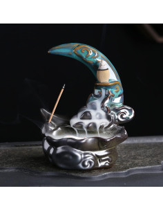 Quemador de Incienso de Cerámica Luna Doanpusi con 30 Conos y Varitas 2