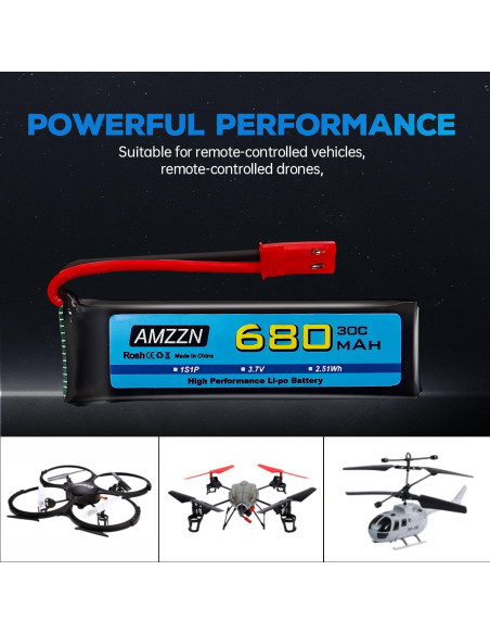 5 Baterías LiPo 3.7V 680mAh con Cargador 5-en-1 para Drones RC