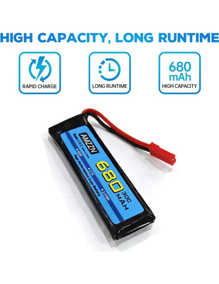 5 Baterías LiPo 3.7V 680mAh con Cargador 5-en-1 para Drones RC