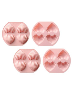 Molde de Madeleine Silicona Antiadherente NUOBESTY 4 Piezas Corazón