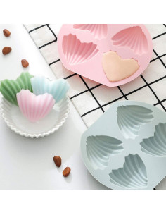 Molde de Madeleine Silicona Antiadherente NUOBESTY 4 Piezas Corazón 2