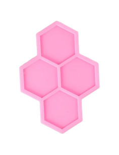 Molde de Silicona Hexagonal Uniquer 4 Cavidades Rosa 15x10cm