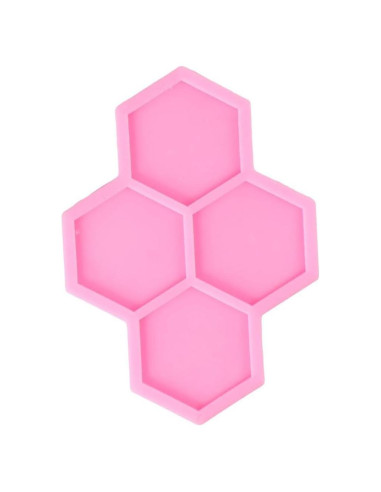 Molde de Silicona Hexagonal Uniquer 4 Cavidades Rosa 15x10cm