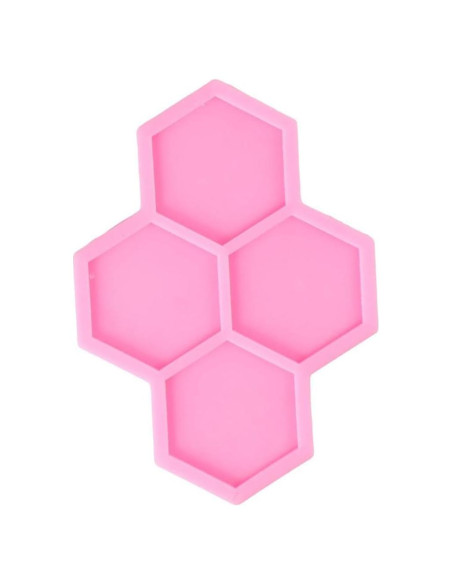 Molde de Silicona Hexagonal Uniquer 4 Cavidades Rosa 15x10cm