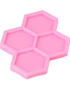 Molde de Silicona Hexagonal Uniquer 4 Cavidades Rosa 15x10cm 2