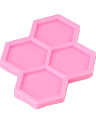 Molde de Silicona Hexagonal Uniquer 4 Cavidades Rosa 15x10cm