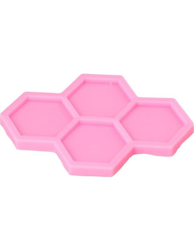 Molde de Silicona Hexagonal Uniquer 4 Cavidades Rosa 15x10cm