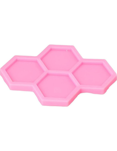 Molde de Silicona Hexagonal Uniquer 4 Cavidades Rosa 15x10cm