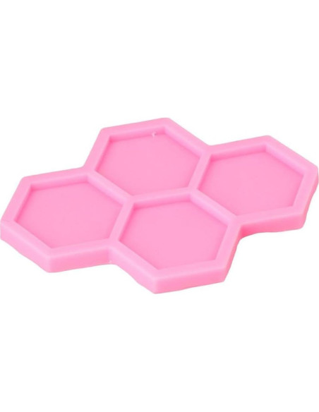 Molde de Silicona Hexagonal Uniquer 4 Cavidades Rosa 15x10cm