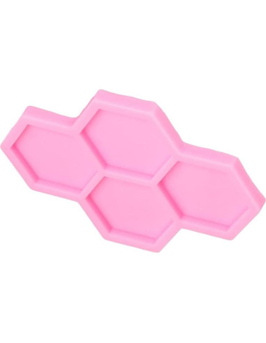 Molde de Silicona Hexagonal Uniquer 4 Cavidades Rosa 15x10cm