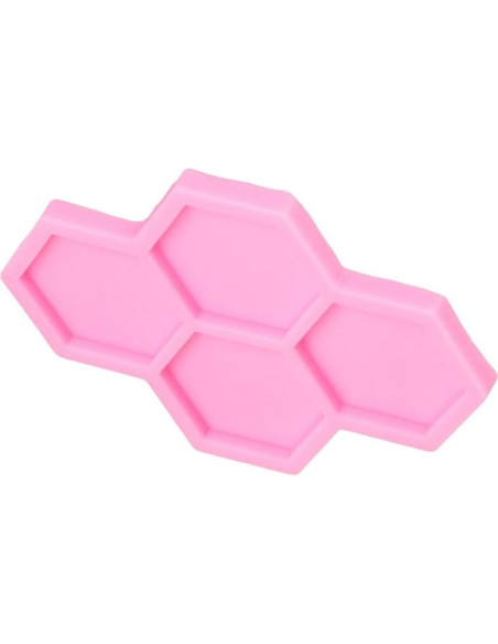 Molde de Silicona Hexagonal Uniquer 4 Cavidades Rosa 15x10cm