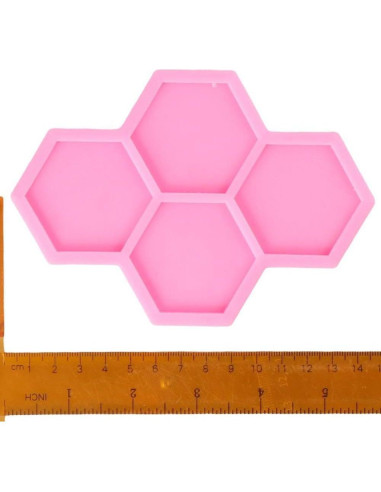 Molde de Silicona Hexagonal Uniquer 4 Cavidades Rosa 15x10cm
