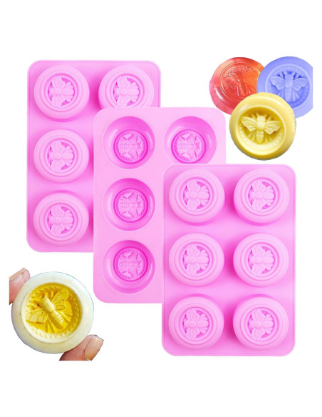 3 Moldes de Silicona Redondos BZIDII para Jabón y Chocolate