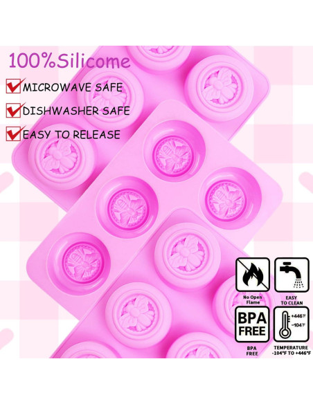 3 Moldes de Silicona Redondos BZIDII para Jabón y Chocolate